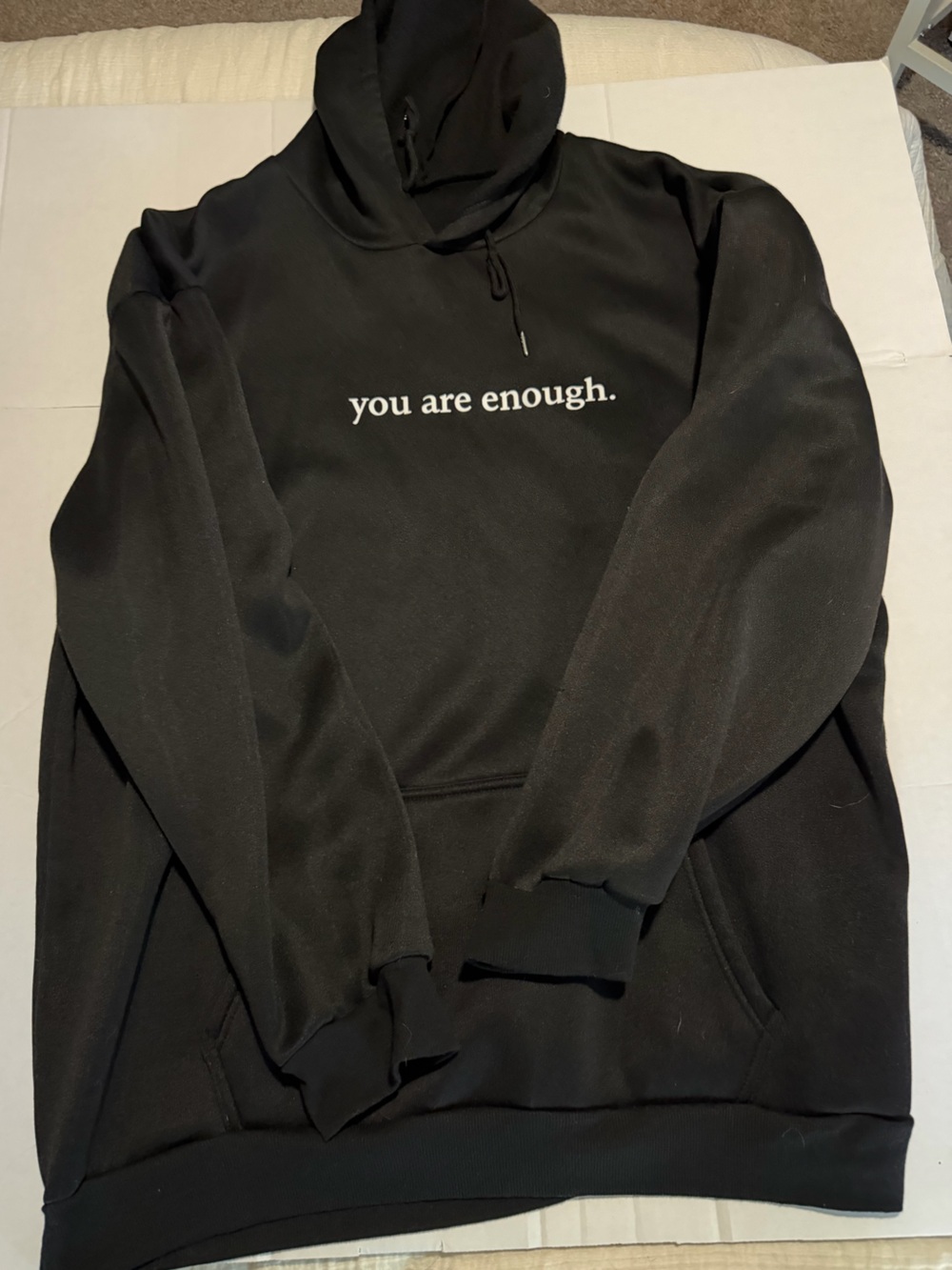 Black “You Are Enough” Graphic Pullover Hoodie Front & Back Print